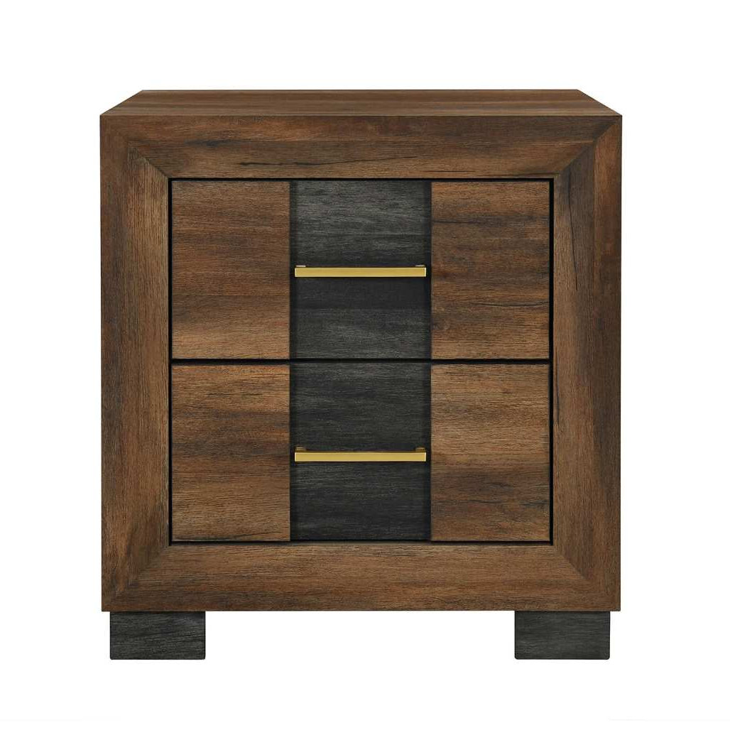 Optimus Wooden Night Stand Dark Brown & Walnut