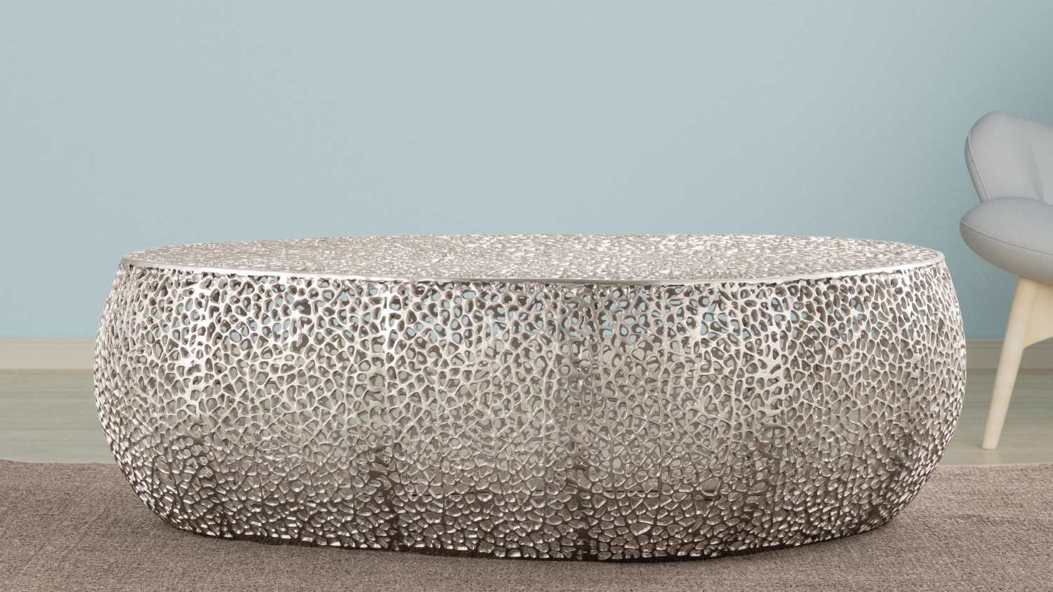 Oval Coffee Table Silver 3601