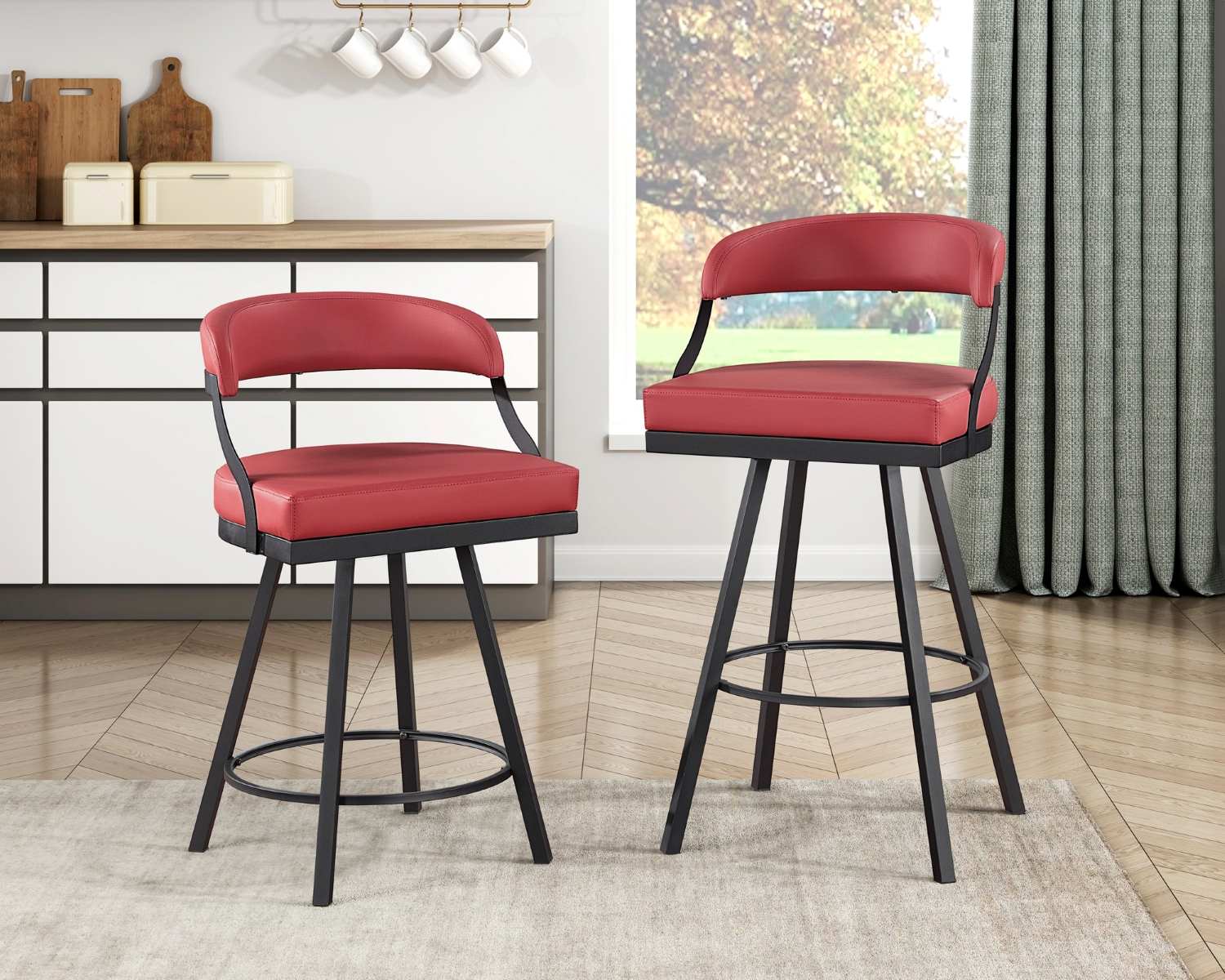Oxton Swivel Counter Height Chair Red Set Of 2 5565M-24RD
