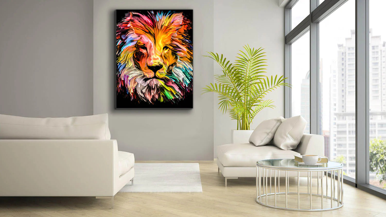 Painted Lion Canvas Art 36" x 48"