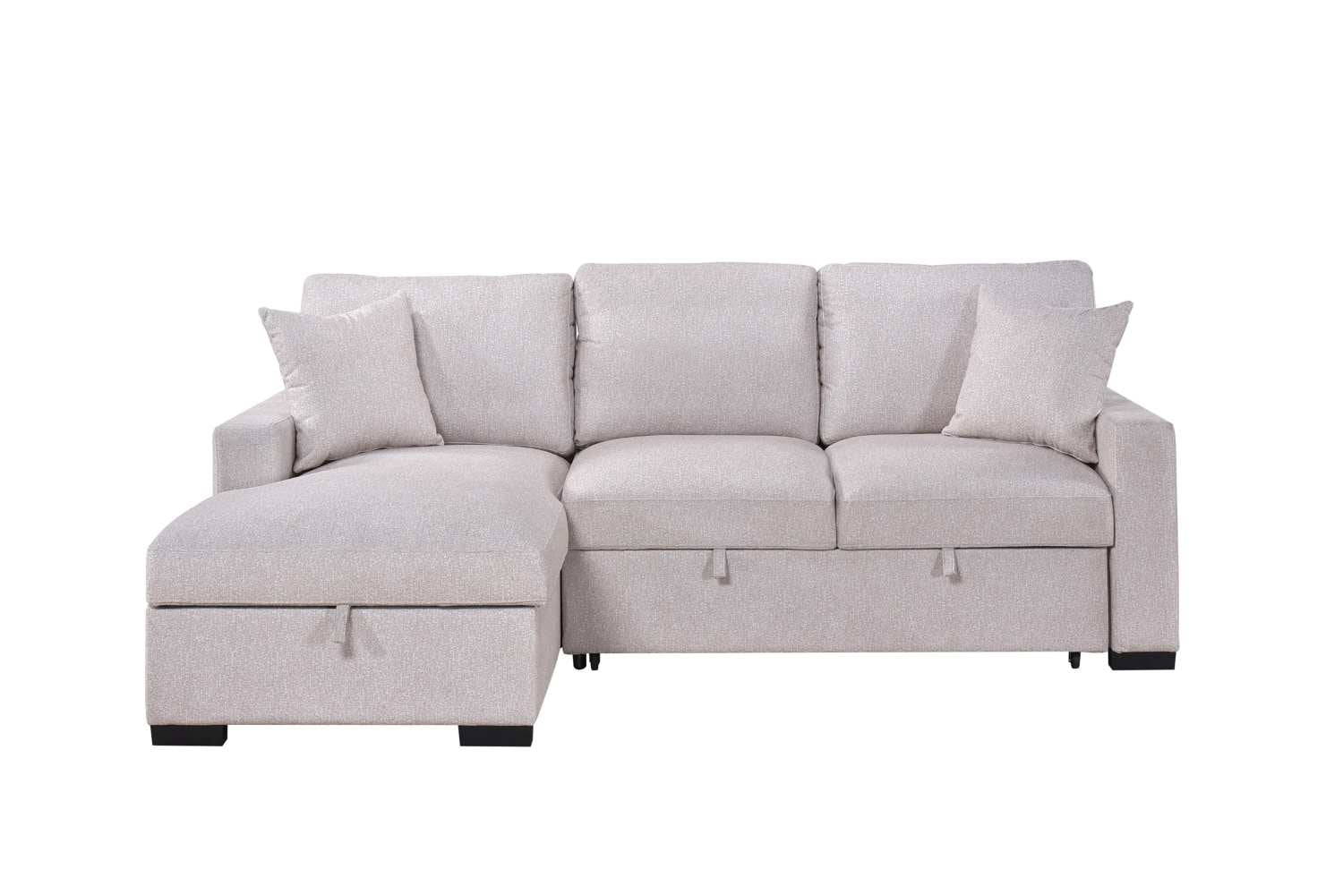 Pallas Beige Fabric Sofa Bed With Lift-Up Storage & Bookcase Arms 99630