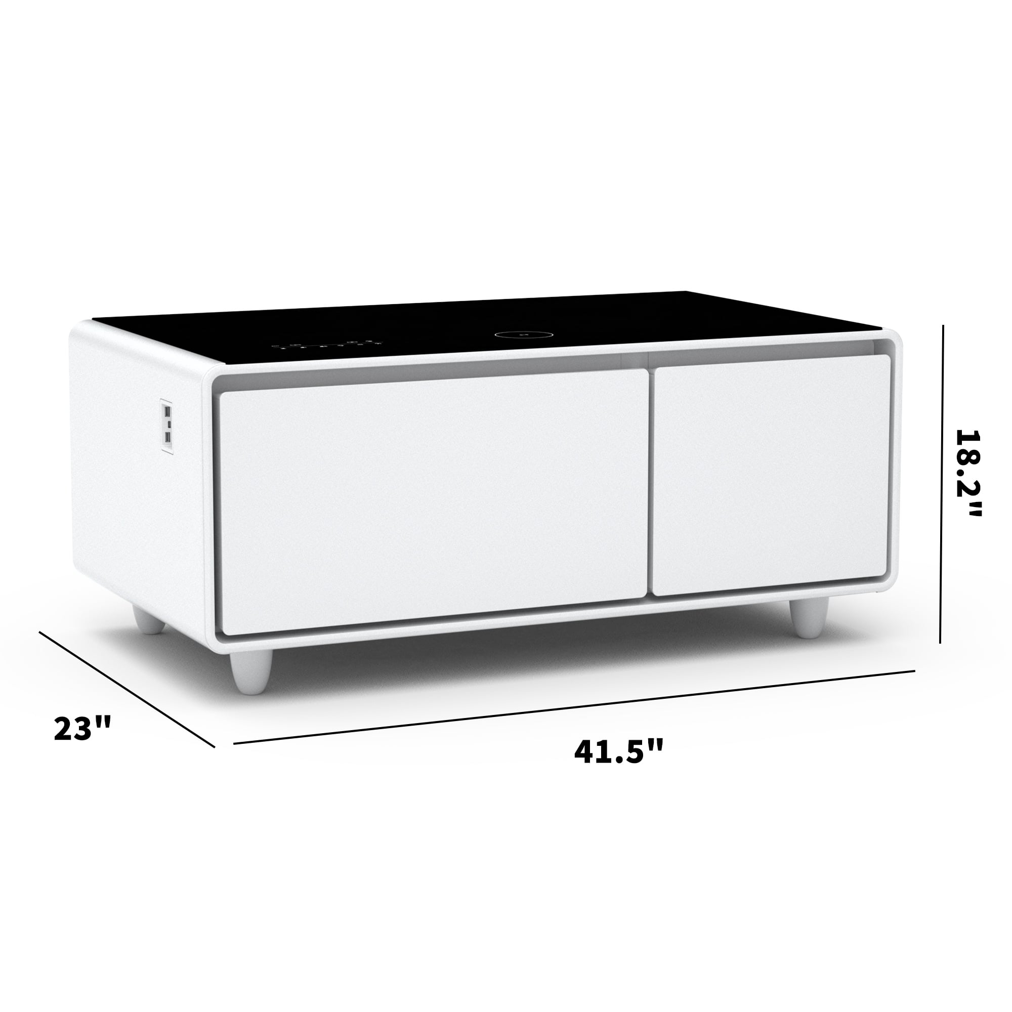 Party Time Smart Fridge Coffee Table With Music Player And Charging Station White