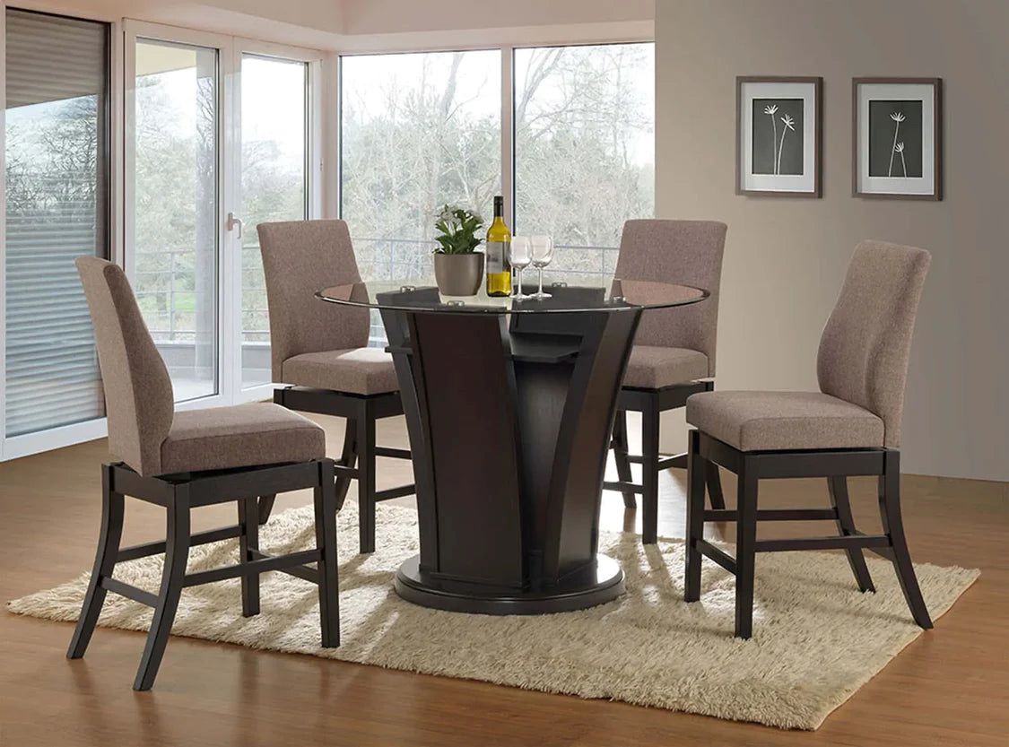 Pauline 5PC Round Glass Top Pub Dining Set 660