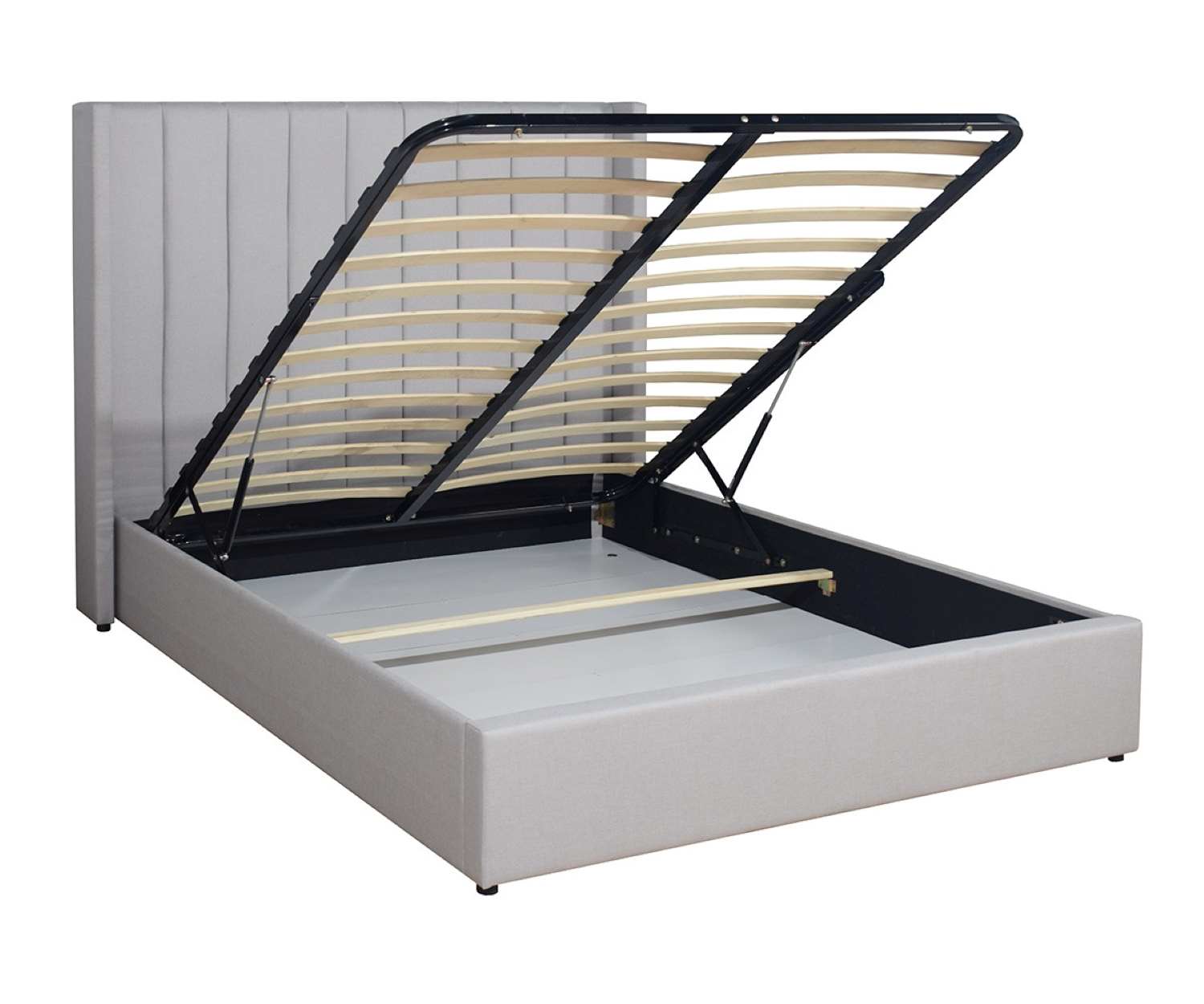 Penny Linen Fabric Hydraulic Lift Bed With High Back Headboard 8129