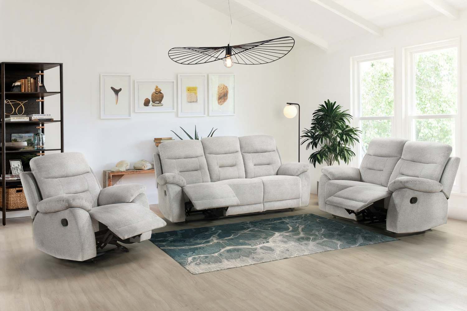 Perris Manual Woven Fabric Recliner Sofa Set Beige 9146BED