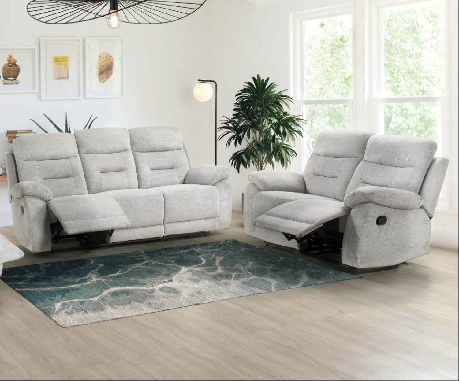 Perris Manual Woven Fabric Recliner Sofa Set Beige 9146BED