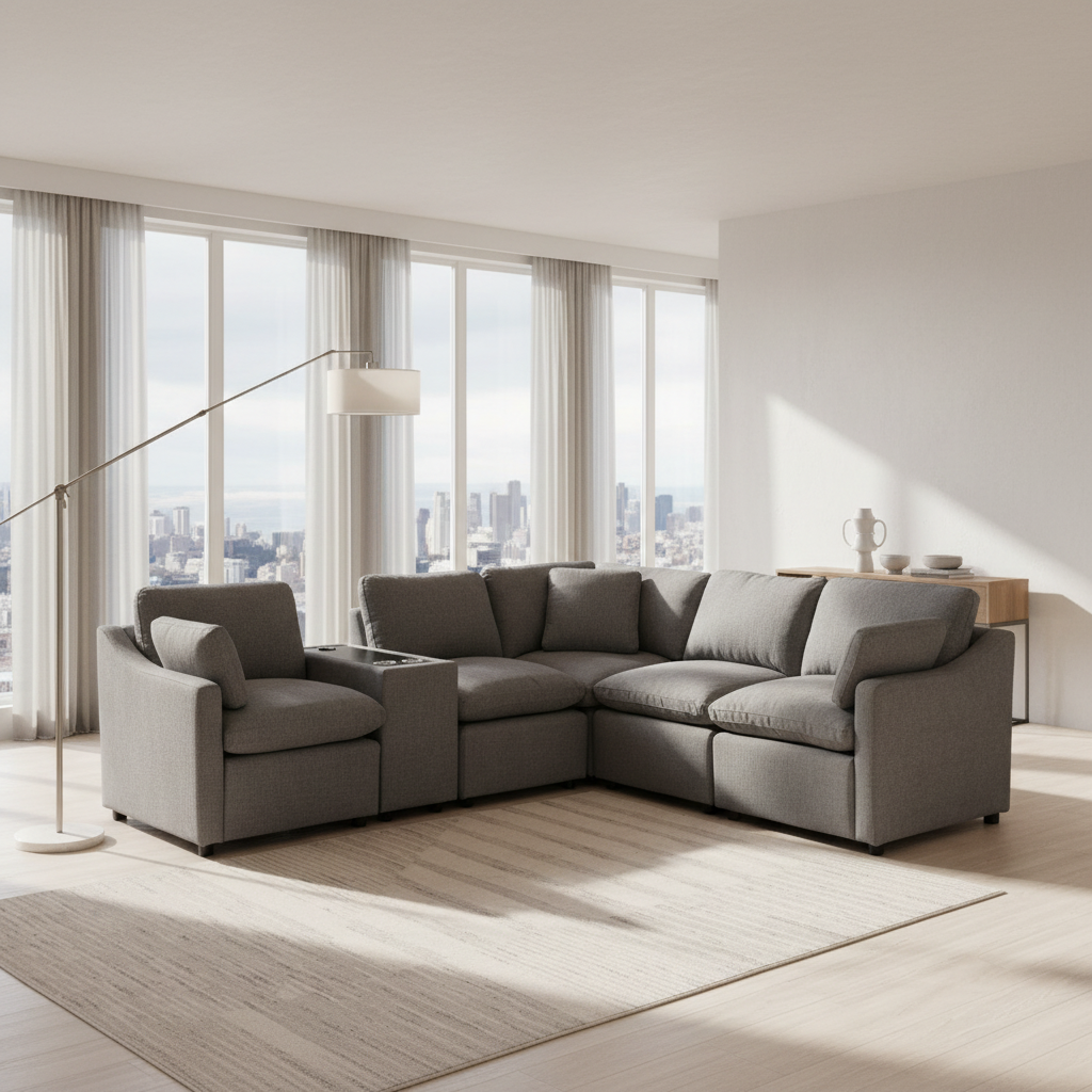 Pippa 6-Piece Modular Sectional with Console & Wireless Charger 99076GYSS6