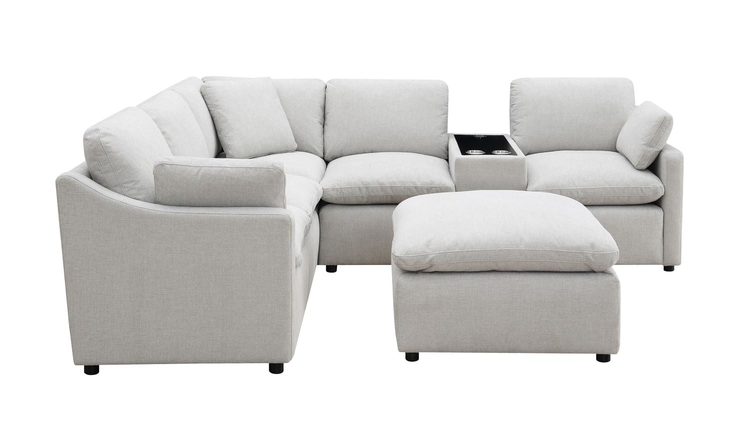 Pippa 7-Piece Modular Sectional with Console & Ottoman 99076LGYSS7