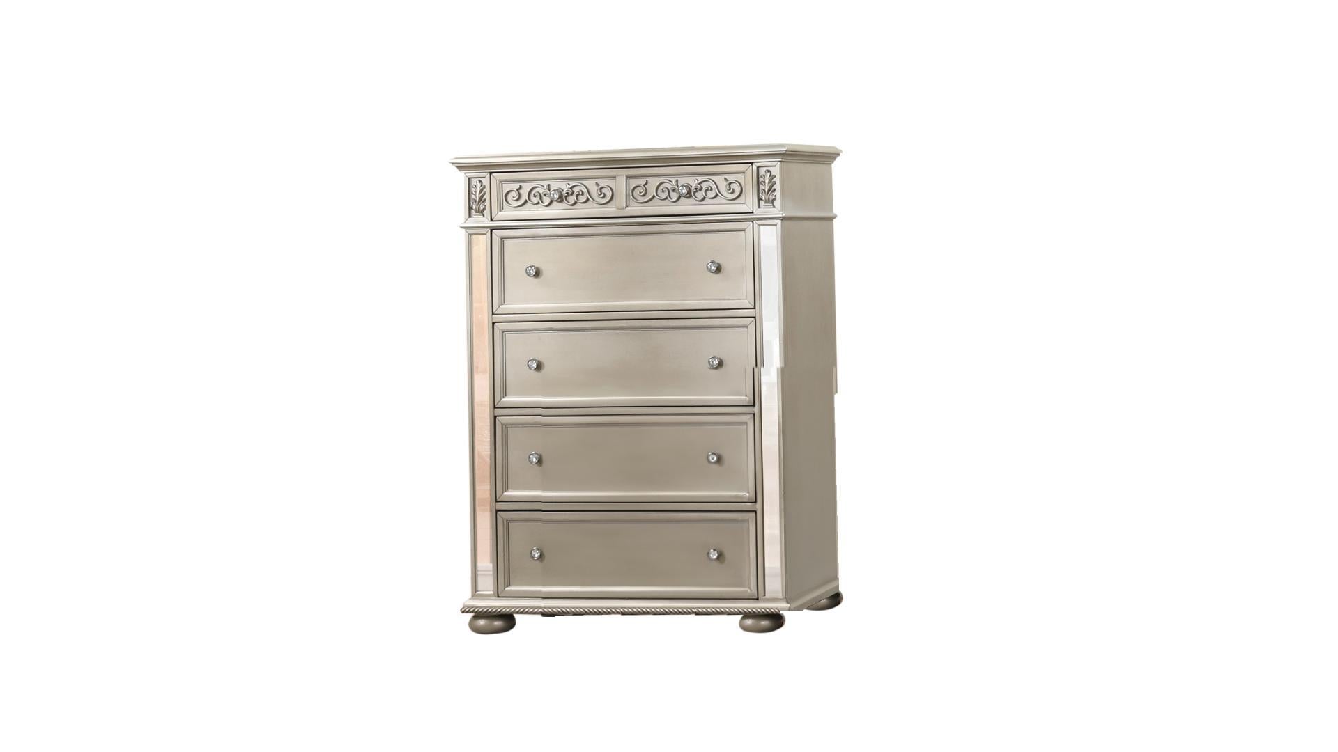 Platinum 5 Drawer Chest Silver 381