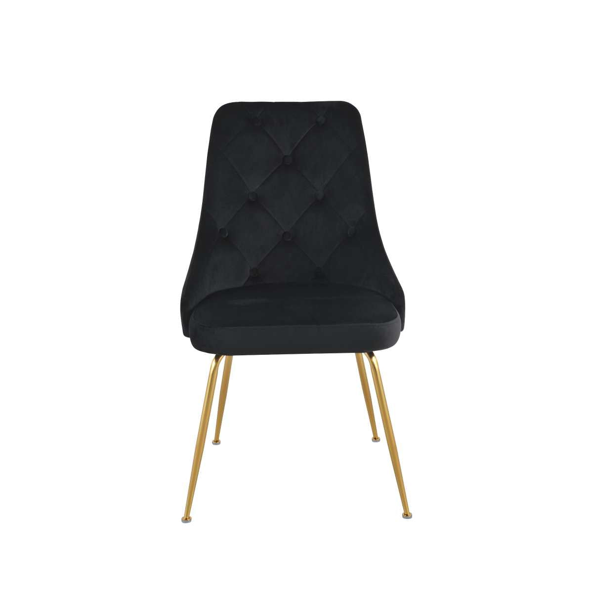 Plumeria Chairs Set Of 2 Black With Gold Legs 1321