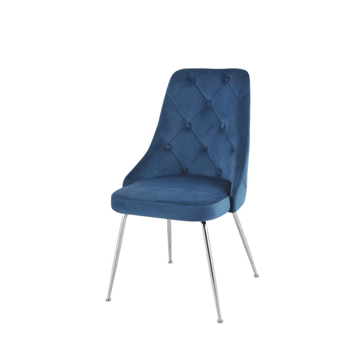 Plumeria Chairs Set Of 2 Blue With Chrome Legs 1321