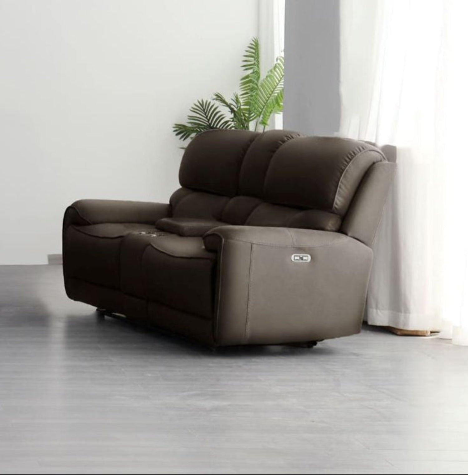 Polar Genuine Leather Chocolate Power Recliner Sofa Set 2575