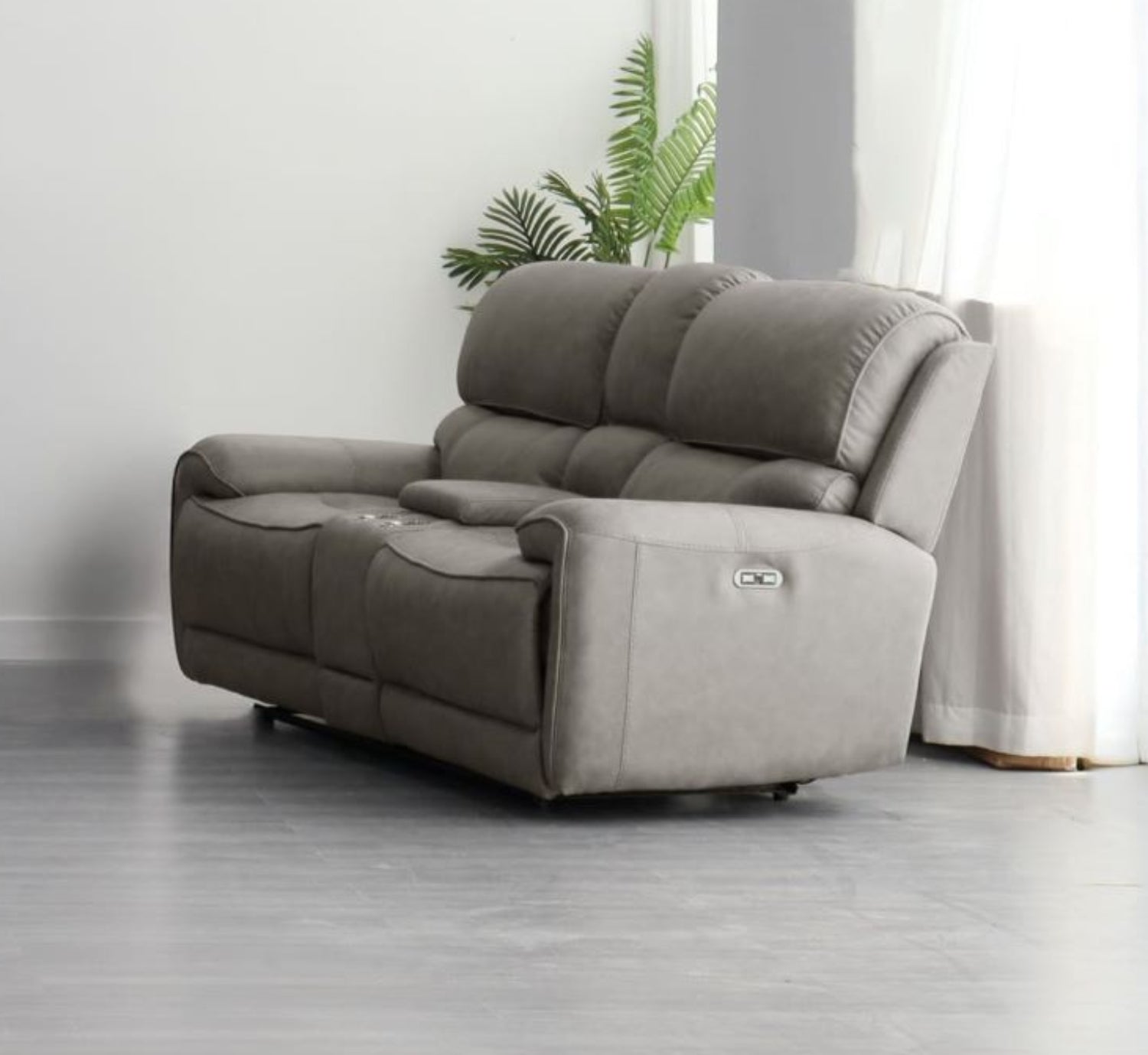 Polar Genuine Leather Grey Power Recliner Sofa Set 2575