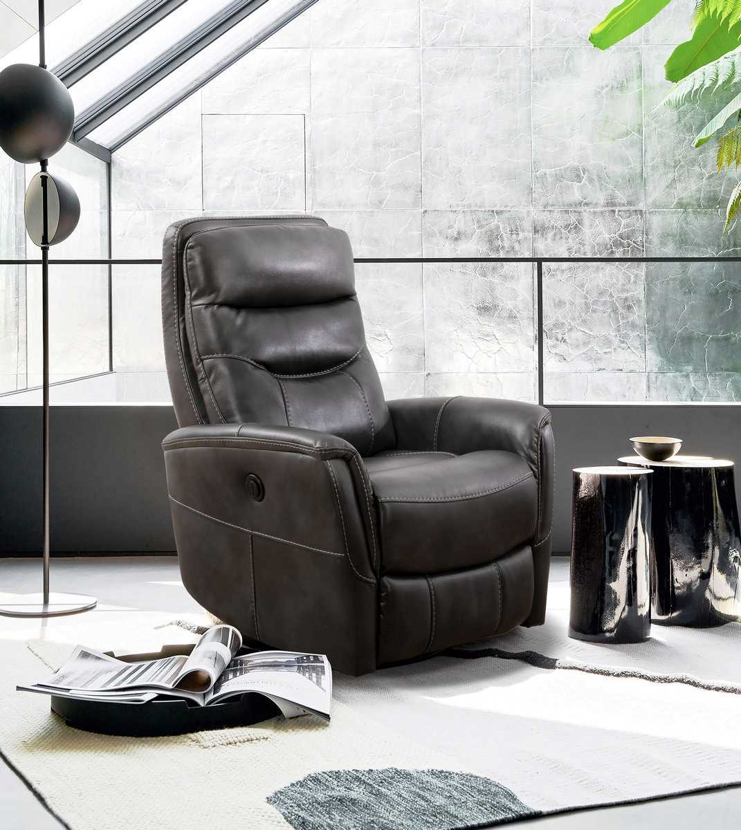 Power Recliner Swivel Chair Grey 6302