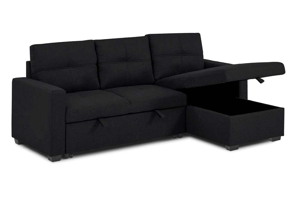 Pull-Out Storage Reversible Sofa Sectional Black 1247