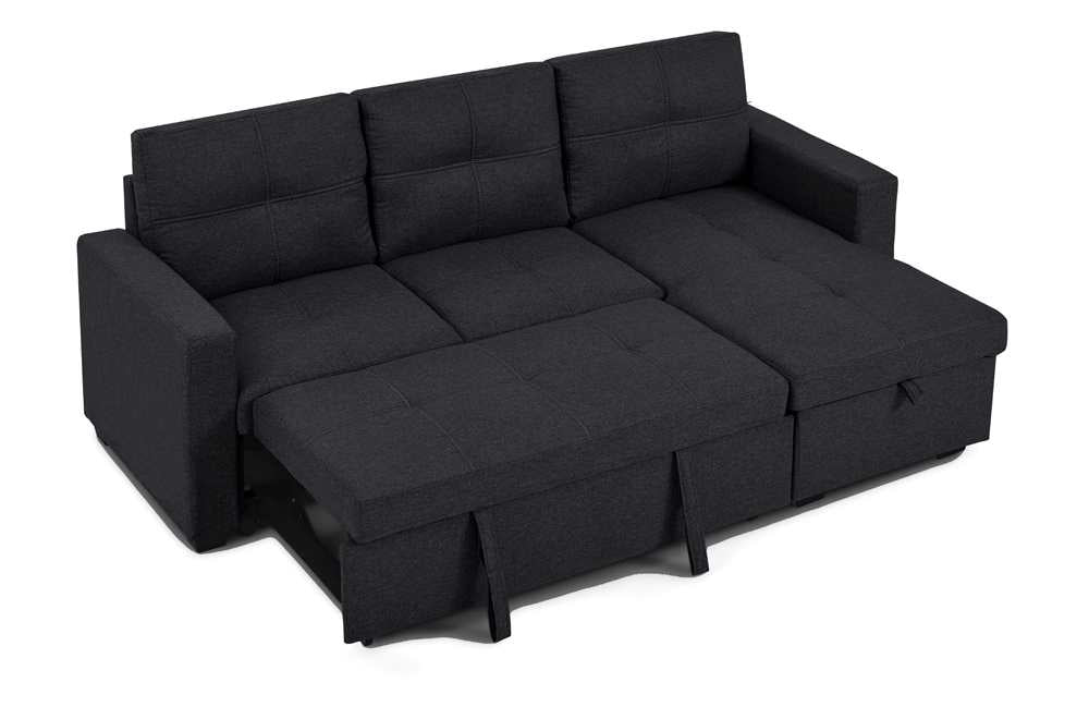 Pull-Out Storage Reversible Sofa Sectional Black 1247