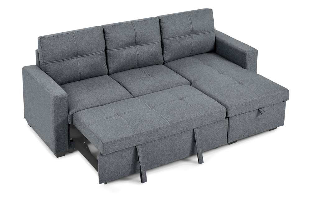 Pull-Out Storage Reversible Sofa Sectional Grey 1247