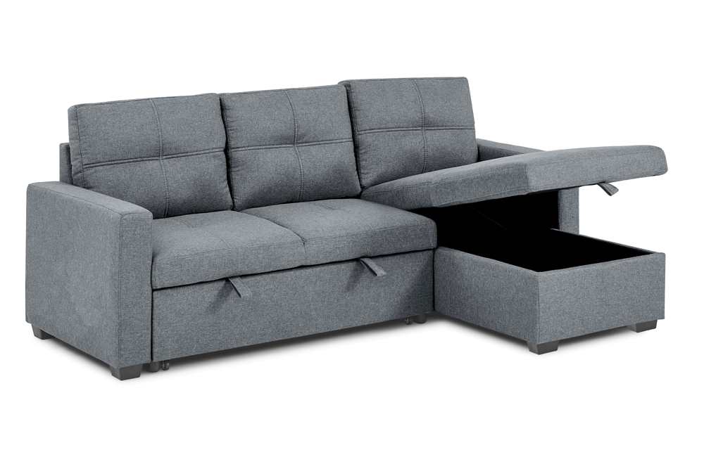 Pull-Out Storage Reversible Sofa Sectional Grey 1247