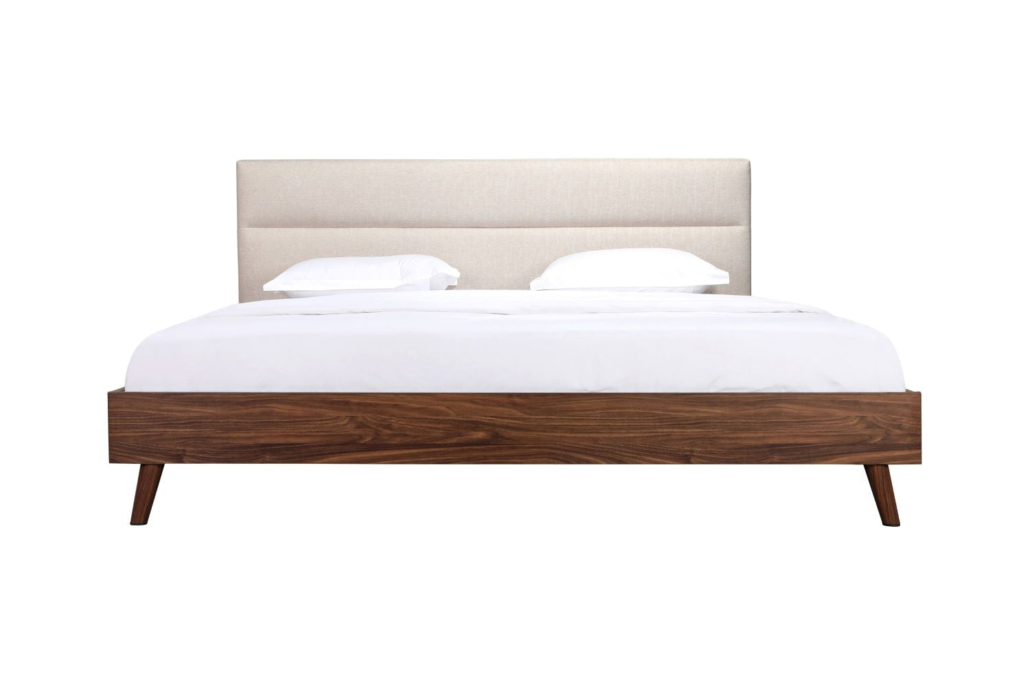 Radcliffe Walnut & Beige Upholstered Platform Bed 5897