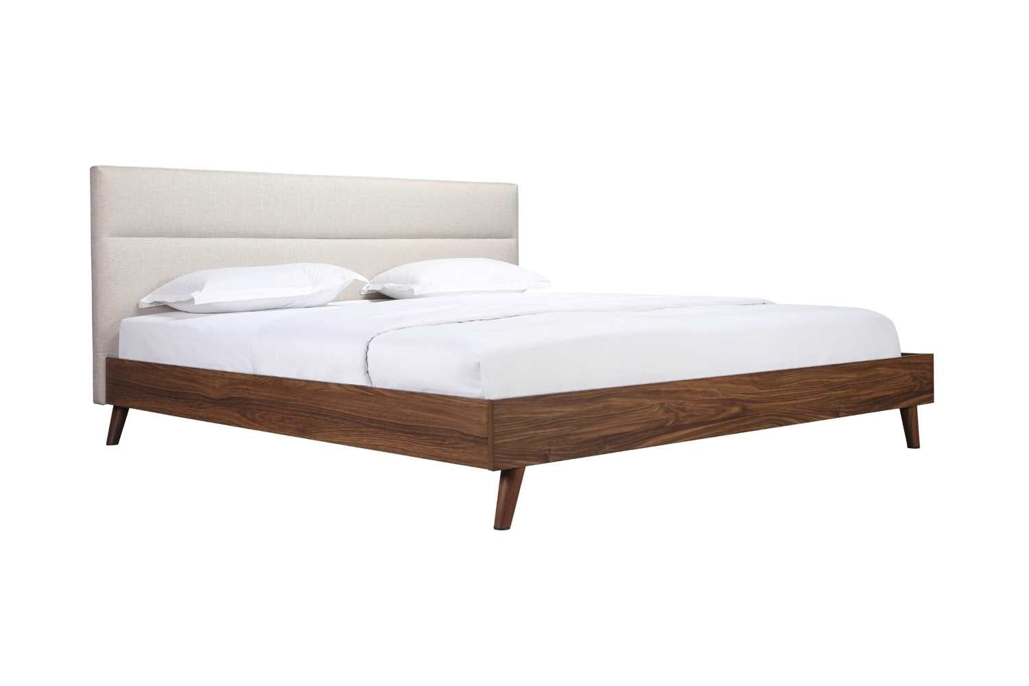 Radcliffe Walnut & Beige Upholstered Platform Bed 5897