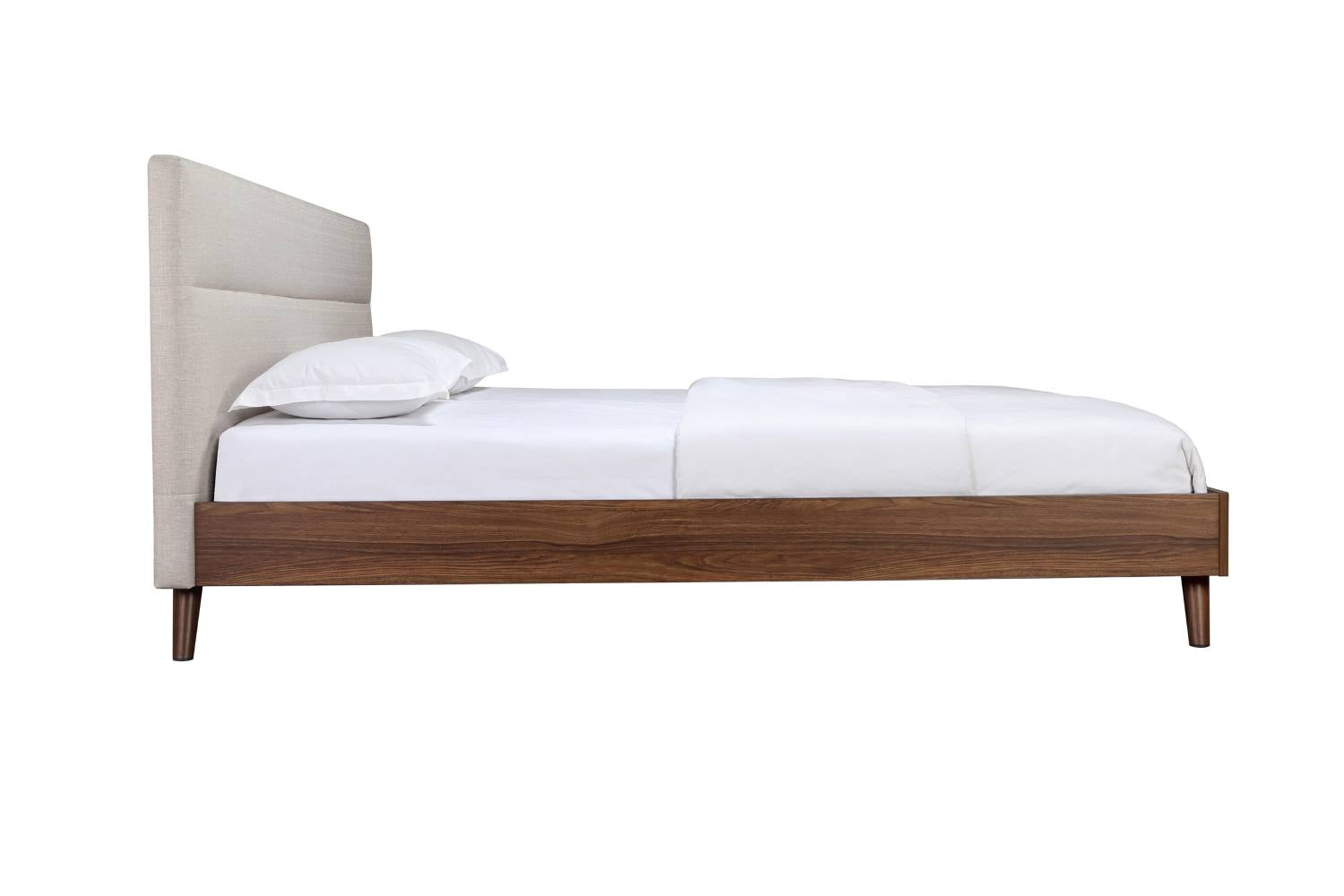 Radcliffe Walnut & Beige Upholstered Platform Bed 5897