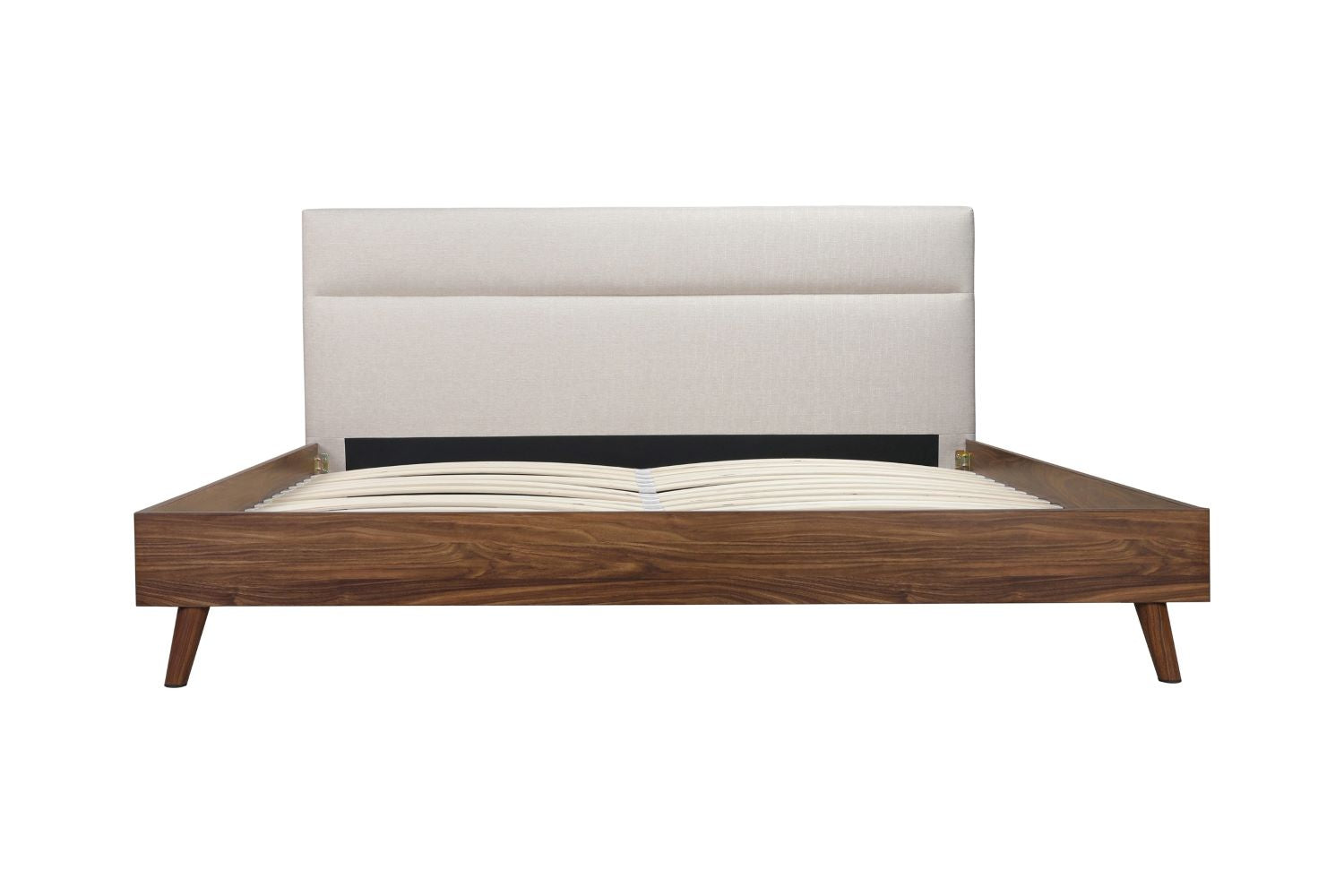 Radcliffe Walnut & Beige Upholstered Platform Bed 5897