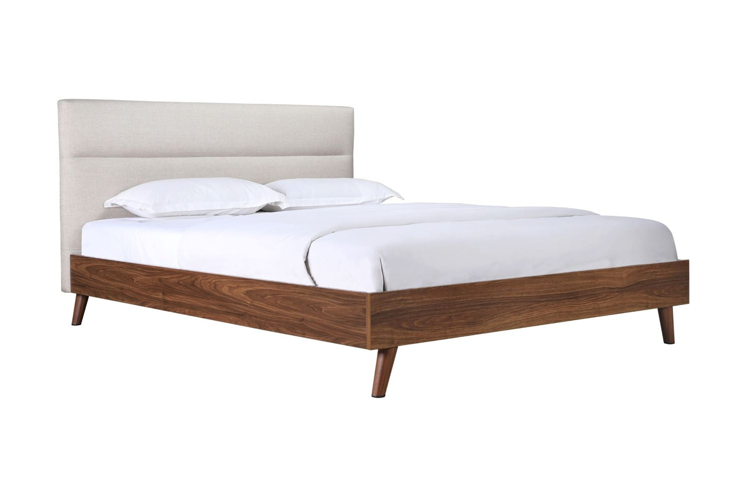 Radcliffe Walnut & Beige Upholstered Platform Bed 5897