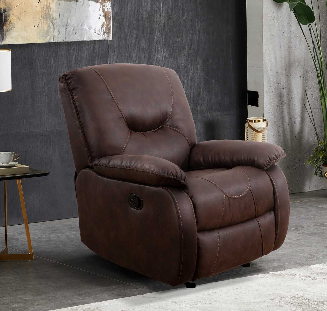 Recliner Chair Brown Elephant Skin Fabric 6351