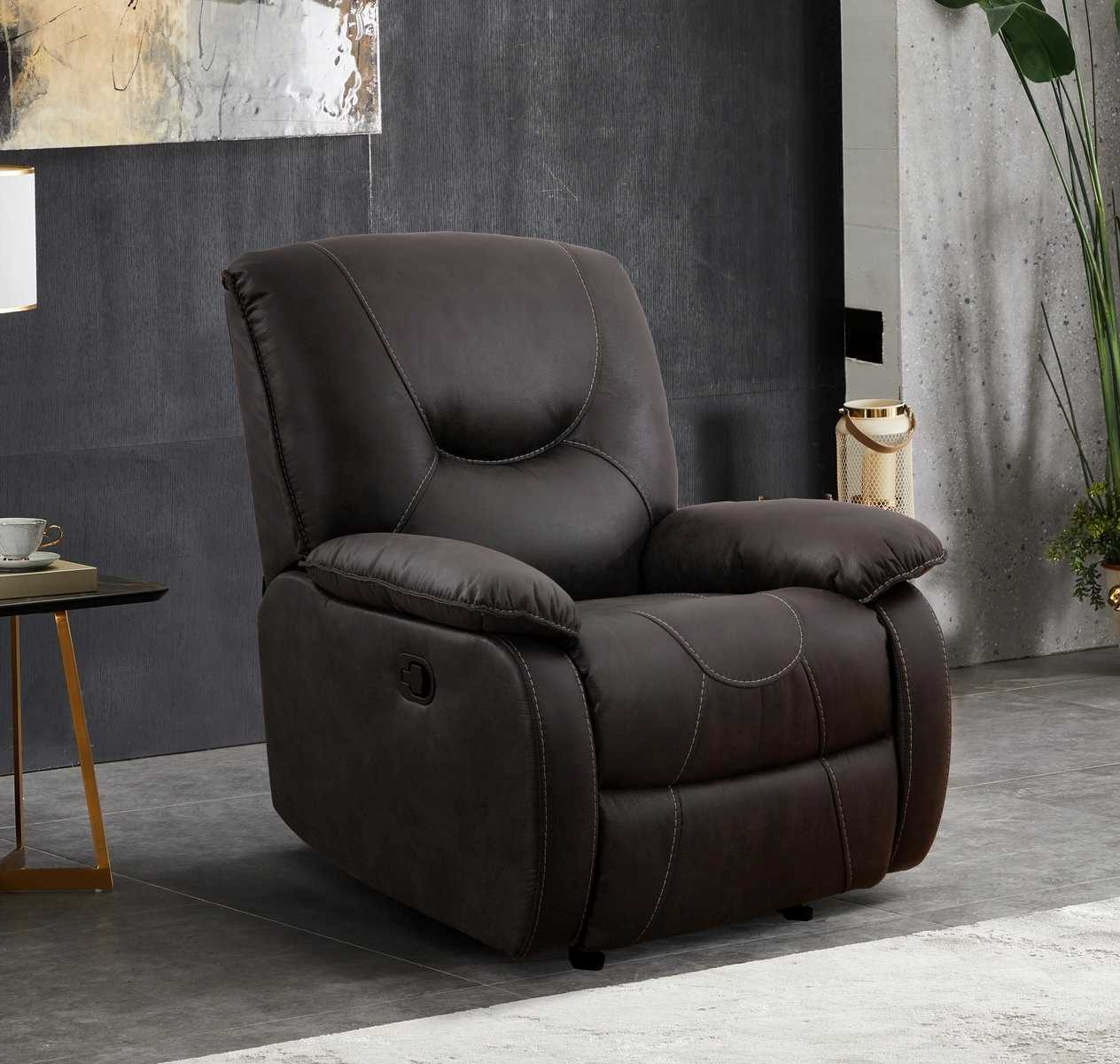 Recliner Chair Grey Elephant Skin Fabric 6350