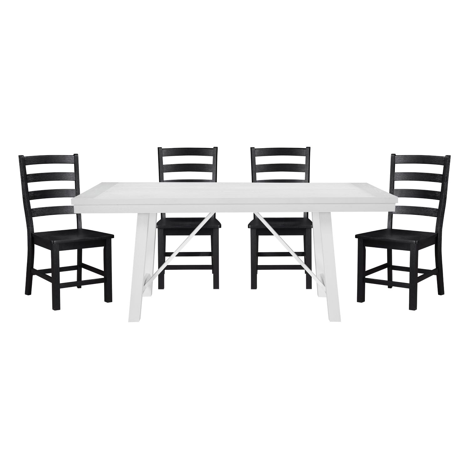 Redmond White Wooden Dining Table with Black Chairs 5929