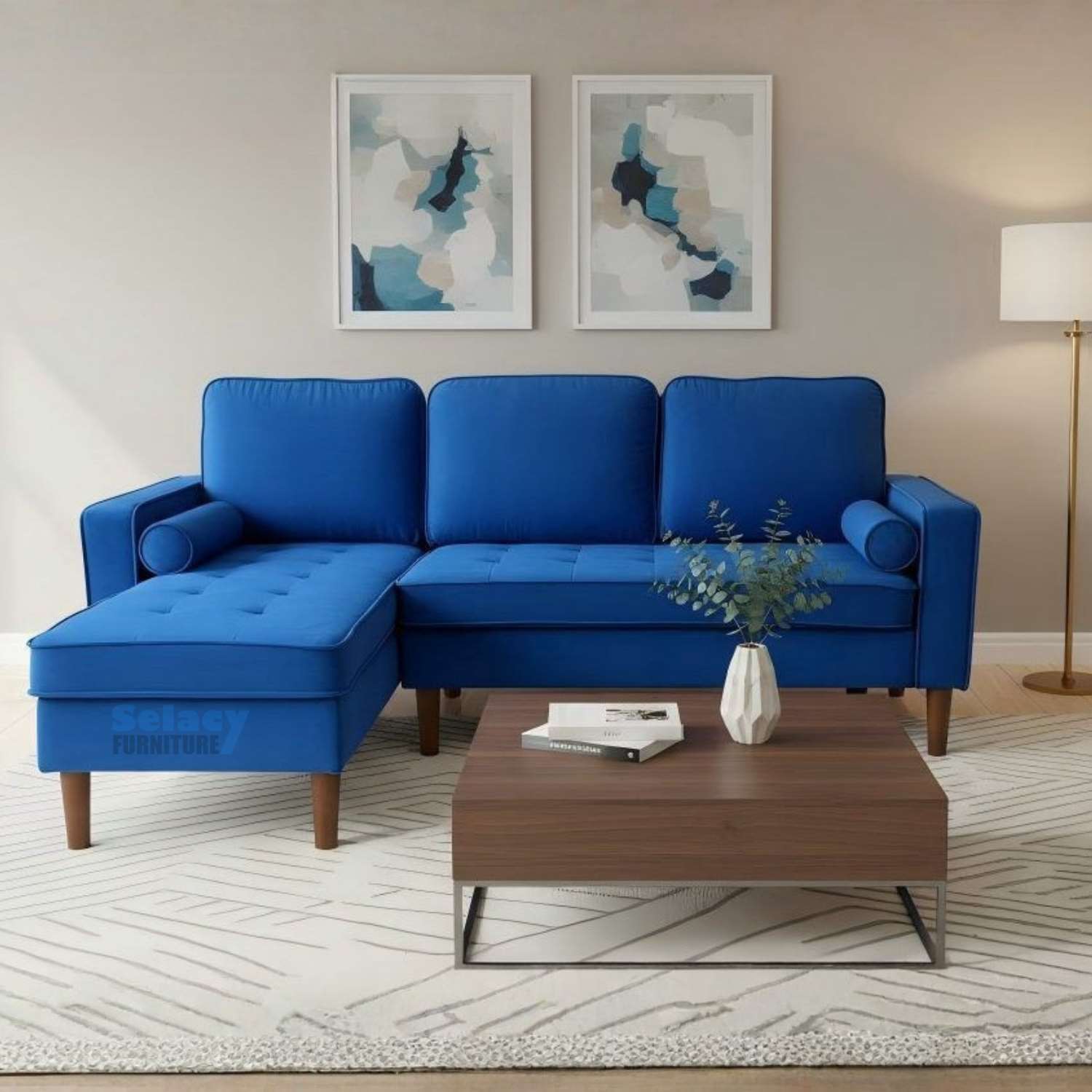 Reversible Sectional Velvet Fabric Sofa 9122C