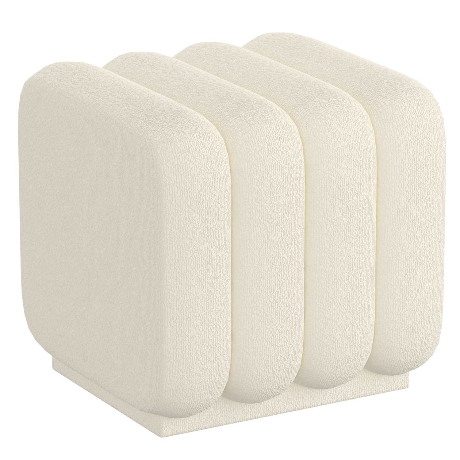 Rigel Small Square Ottoman in Ivory Boucle 402-133SM_IV