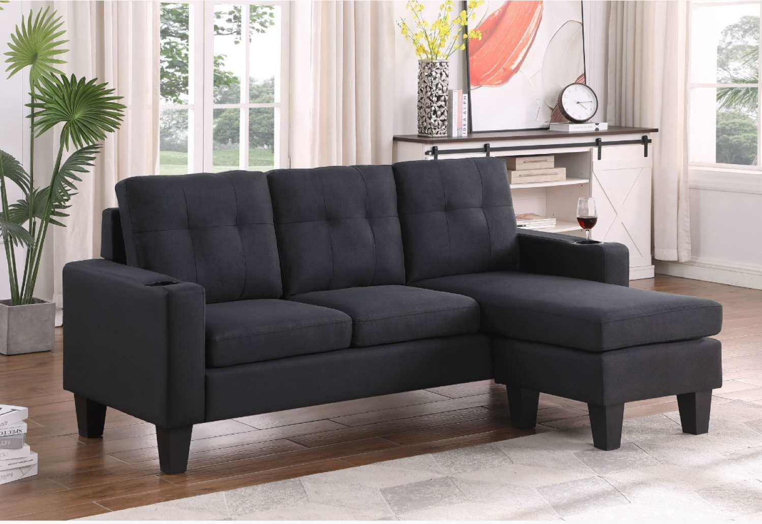 Robyn Reversible Sectional Sofa Black