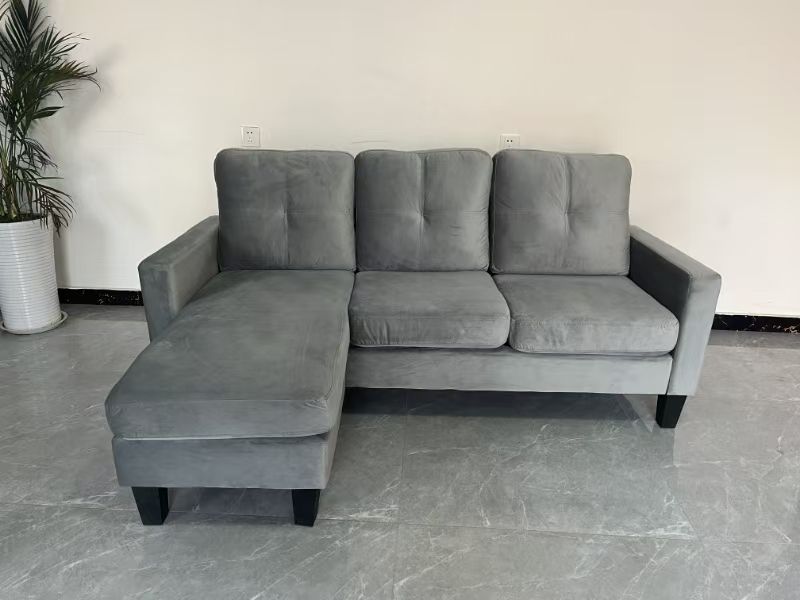 Robyn Reversible Velvet Sectional Sofa Grey