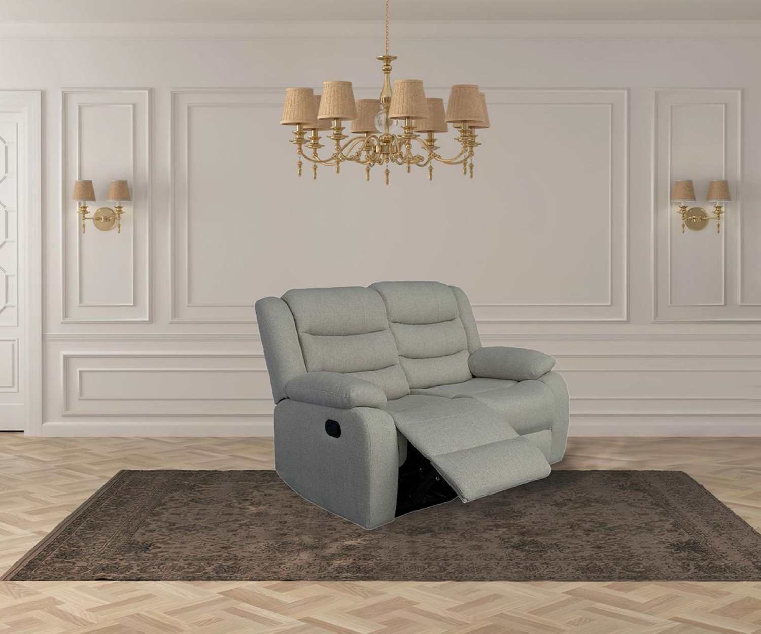 Rowan High Performance Linen Fabric Loveseat Grey KM059