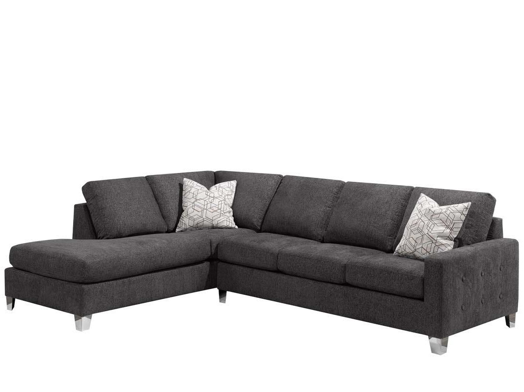 Canadian Made Francesca Ruba Anthracite Fabric Sectional Sofa 9851
