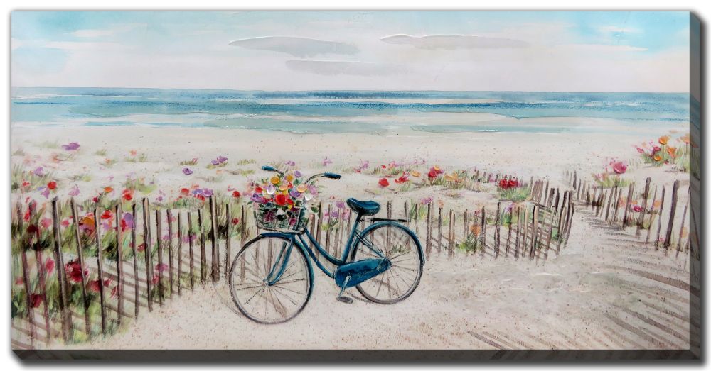 Bicycle Break Oil Painting 28" x 55"