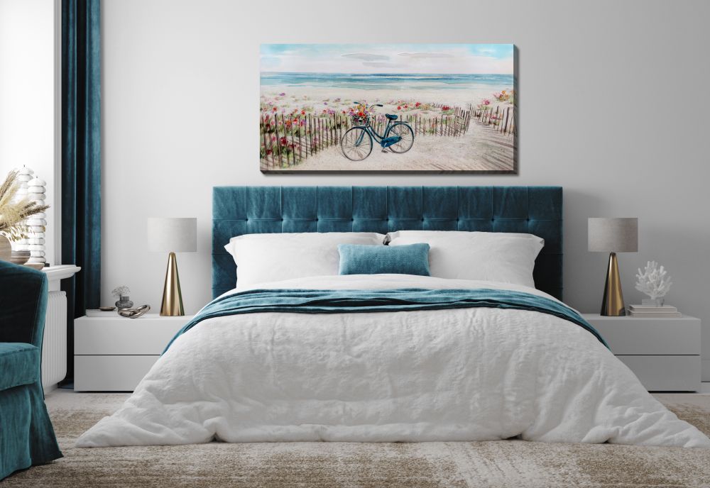 Bicycle Break Oil Painting 28" x 55"