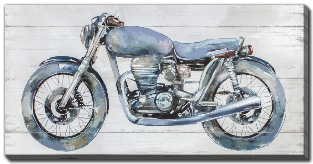 Blue Motorcycle Canvas Art 28" x 55"