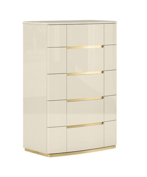 Sienna Beige Lacquer 5 Drawer Chest 1491