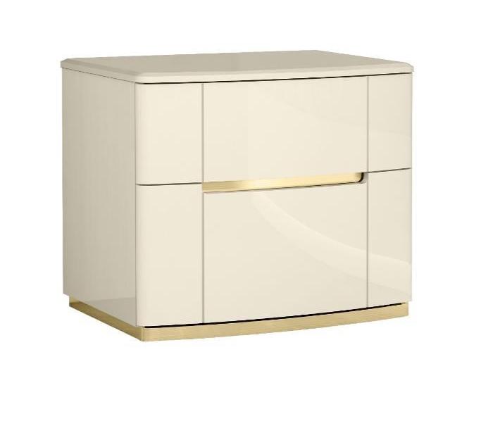 Sienna Beige Lacquer 2 Drawer Night Stand 1491