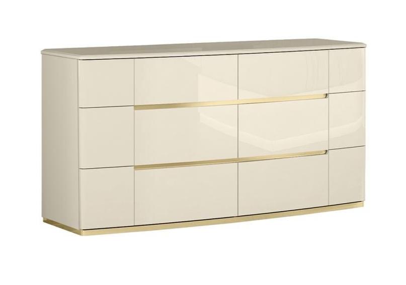 Sienna Beige Lacquer Dresser & Mirror 1491