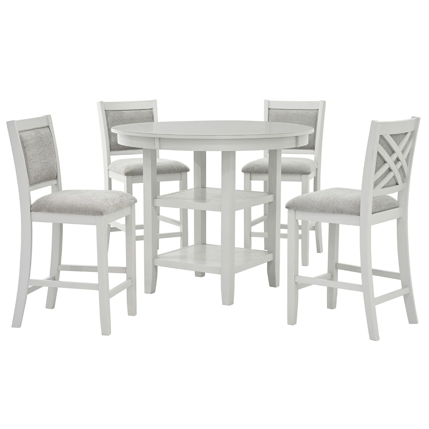 Samuel Wooden Round 5pc Pub Set in Whitewash 207-280PB-WT