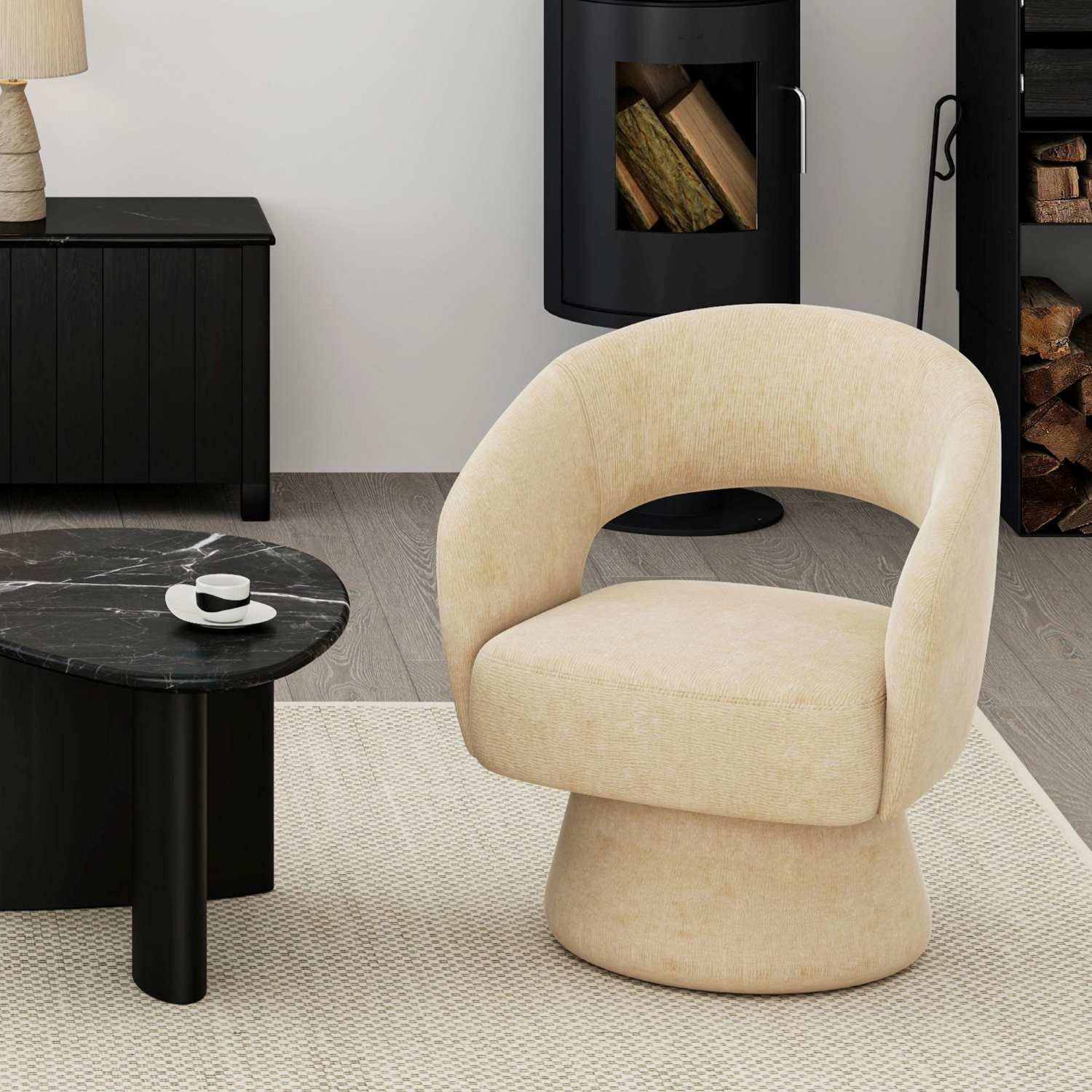 Santo Beige Chenille Fabric Accent Chair 403-992BG