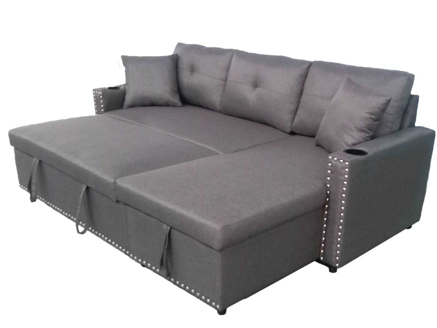 Santos Sectional Sofa Bed Light Grey