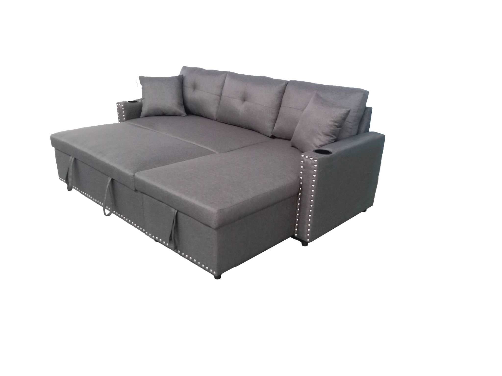 Santos Sectional Sofa Bed Light Grey