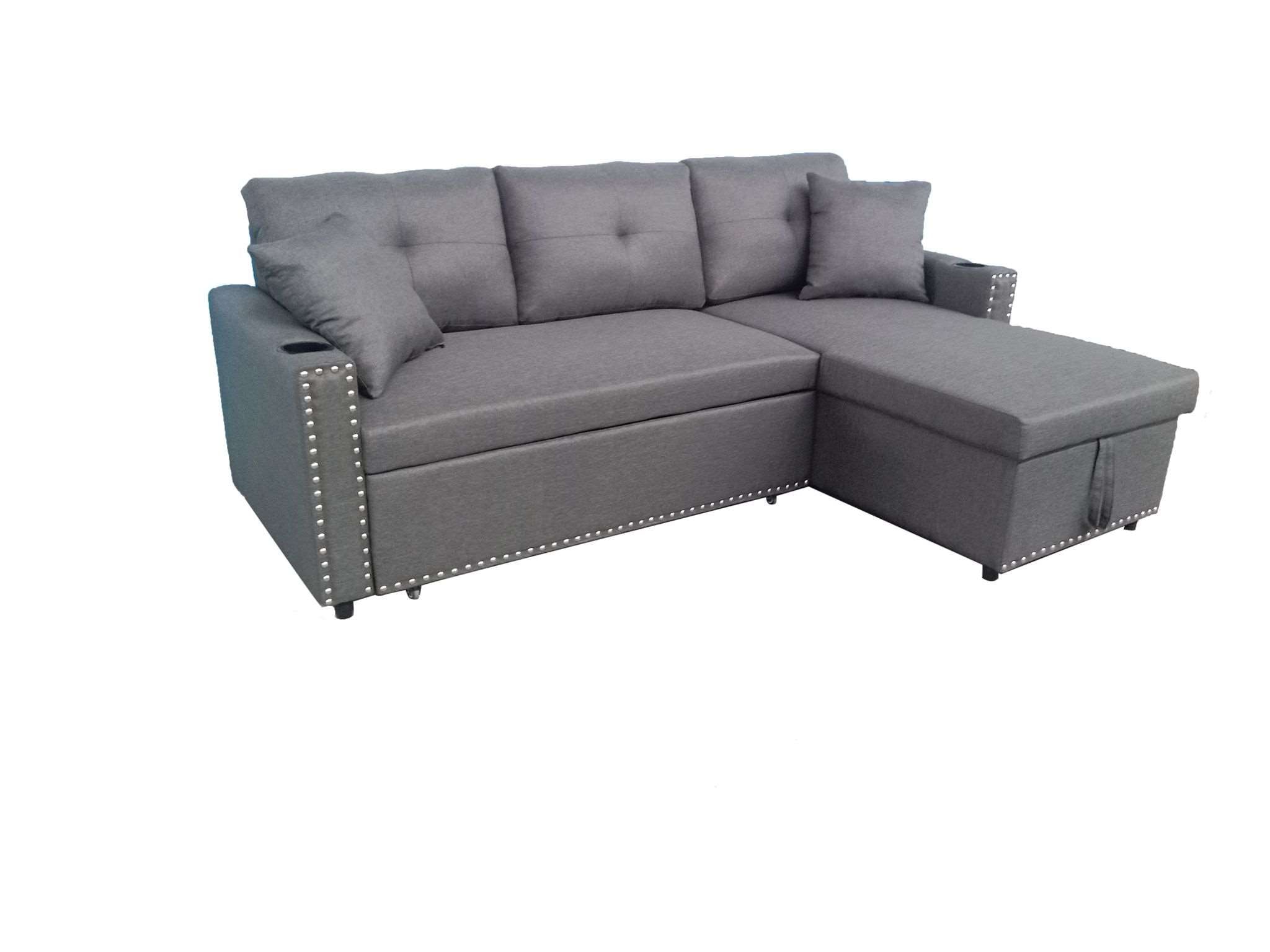 Santos Sectional Sofa Bed Light Grey