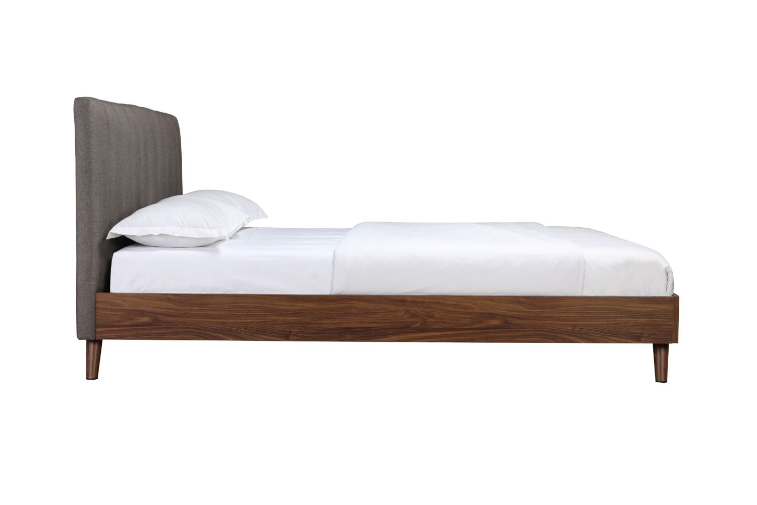 Sasha Walnut & Grey Platform Bed with Upholstered Headboard 5891