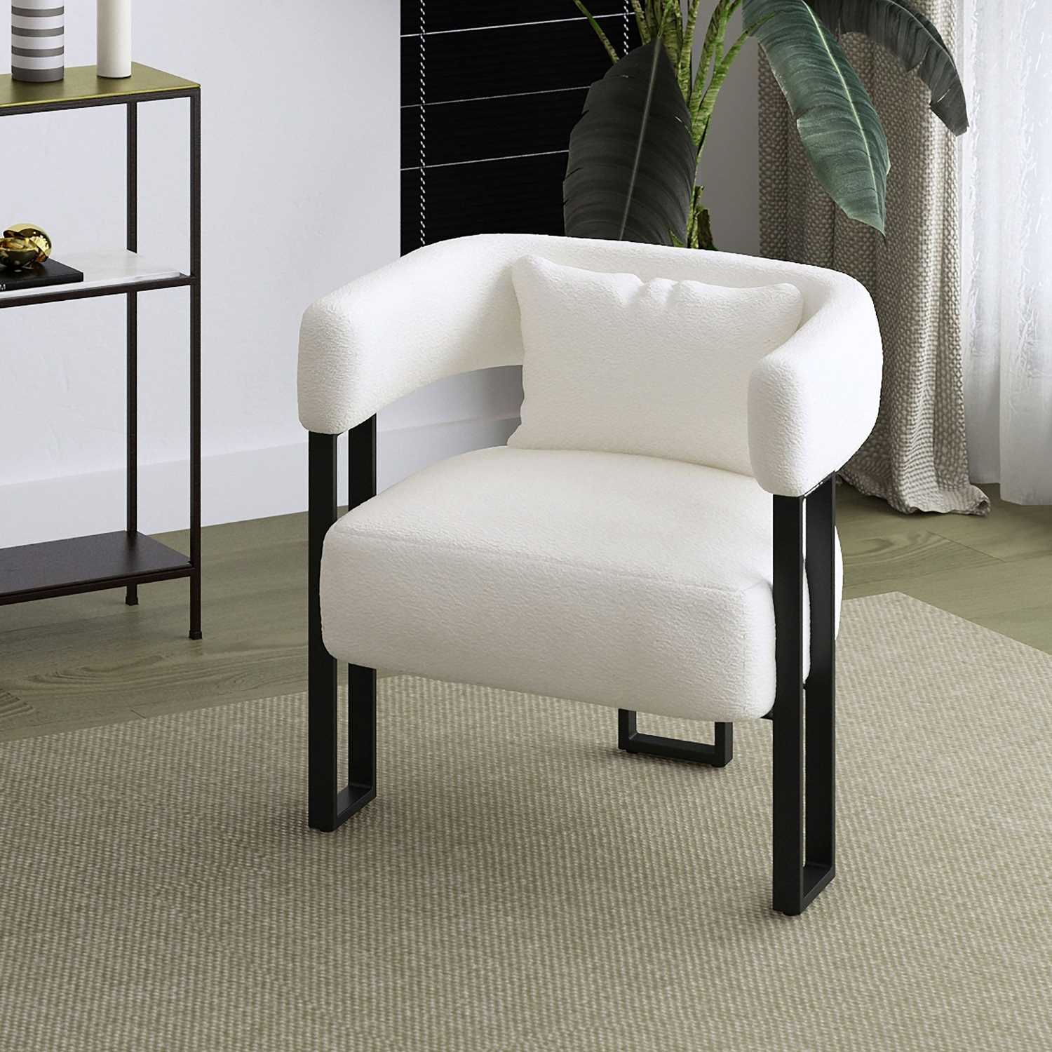 Scarlet Accent Chair In Ivory Boucle And Black 403-108IV