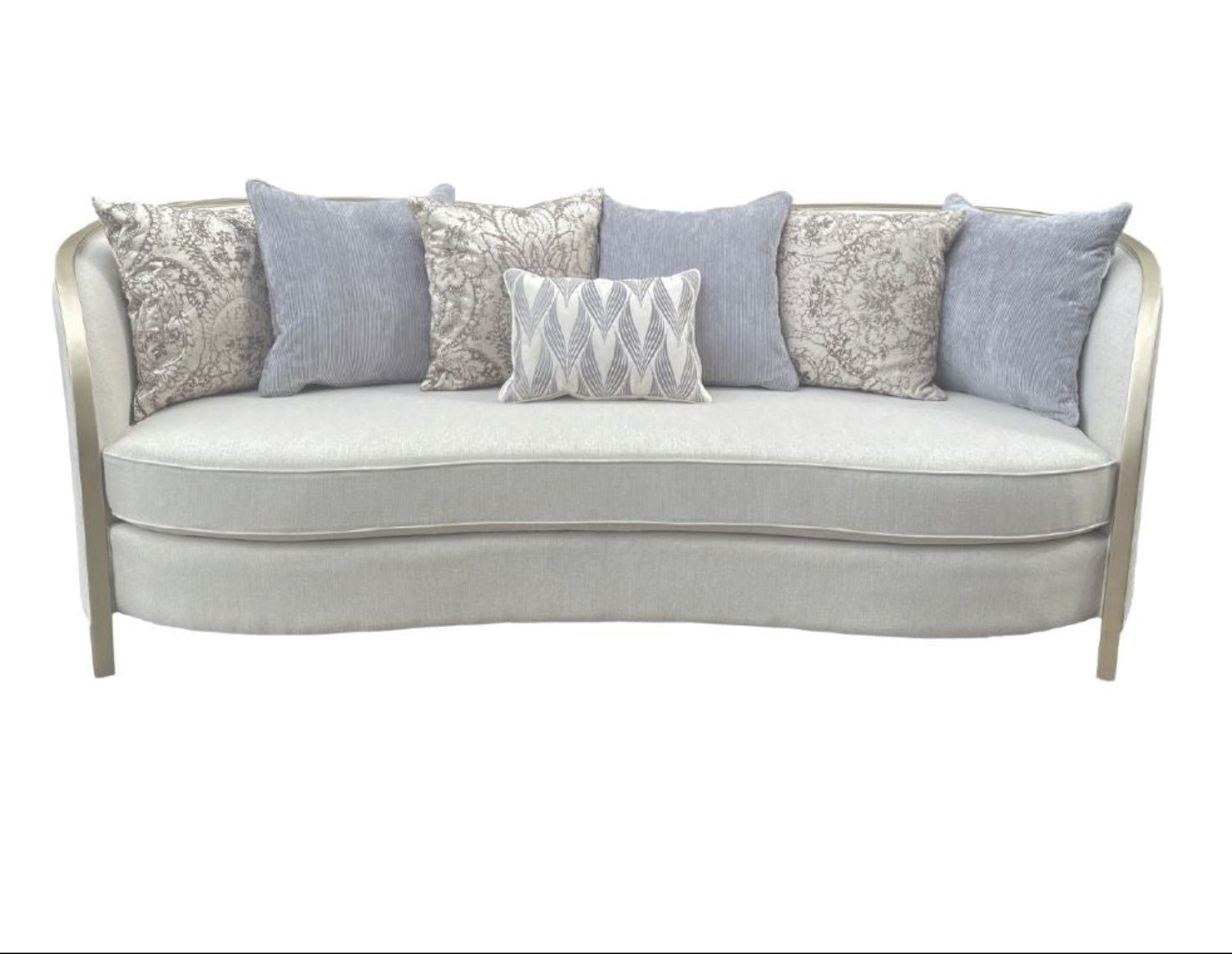 Scarlett Beige Fabric Sofa Set with Premium Wood Trim 1925